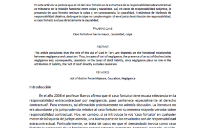Lilian San Martín Neira, “El caso fortuito en la responsabilidad civil extracontractual”, Revista Ius et Praxis, Vol. 27, N°2, 2021, pp. 3-20.